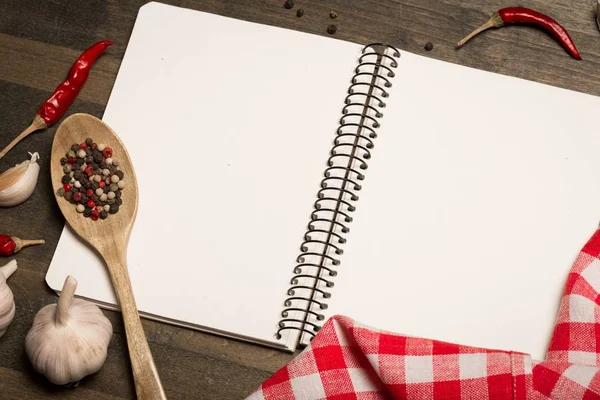 Notebook vazio para receitas — Fotografia de Stock