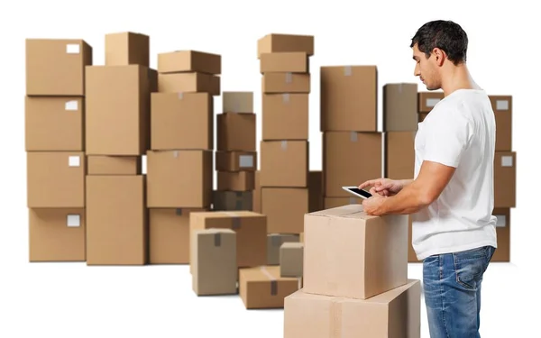 Repartidor con cajas — Foto de Stock