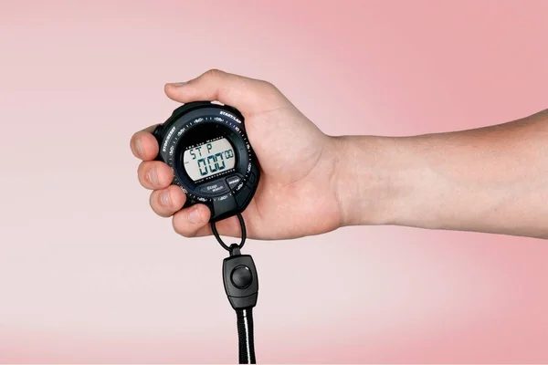 Man hand holding stopwatch — Stock Photo, Image