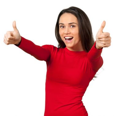 başparmak gösterilen kadın