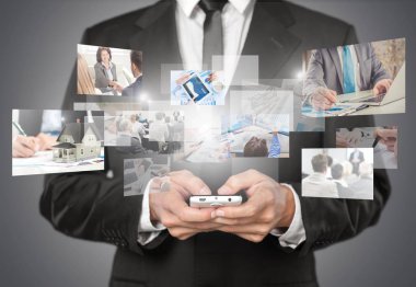 iş adamı ve iş öğeleri simgeler