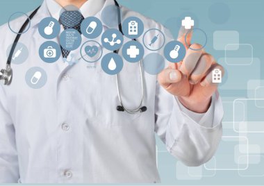 Tıbbi simge ve genç doktor 