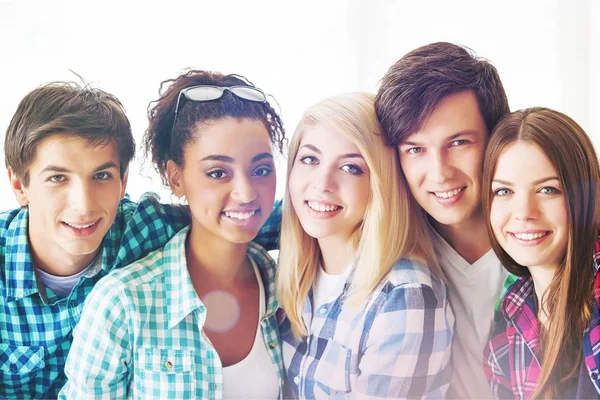 Young Students Looking Camera Light Background — Stock Photo, Image