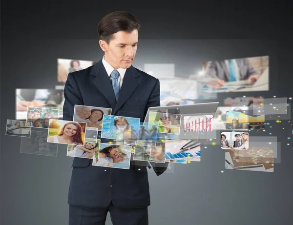 Unternehmer Internet Geschäftsmann Laptop Männlichen Jungen Mann — Stockfoto