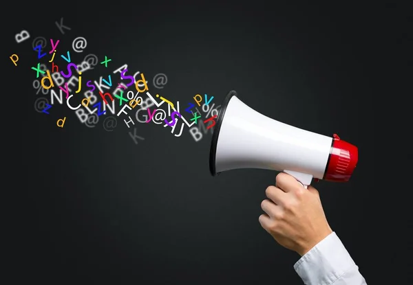 Human Hand with Megaphone — Stock Photo, Image