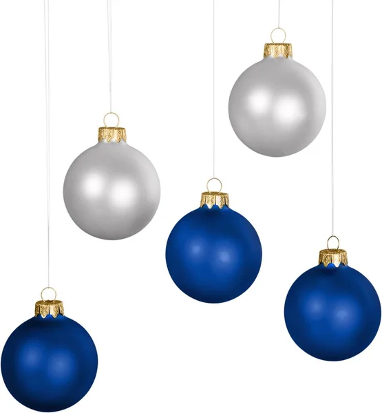 Wit en blauw kerstballen — Stockfoto