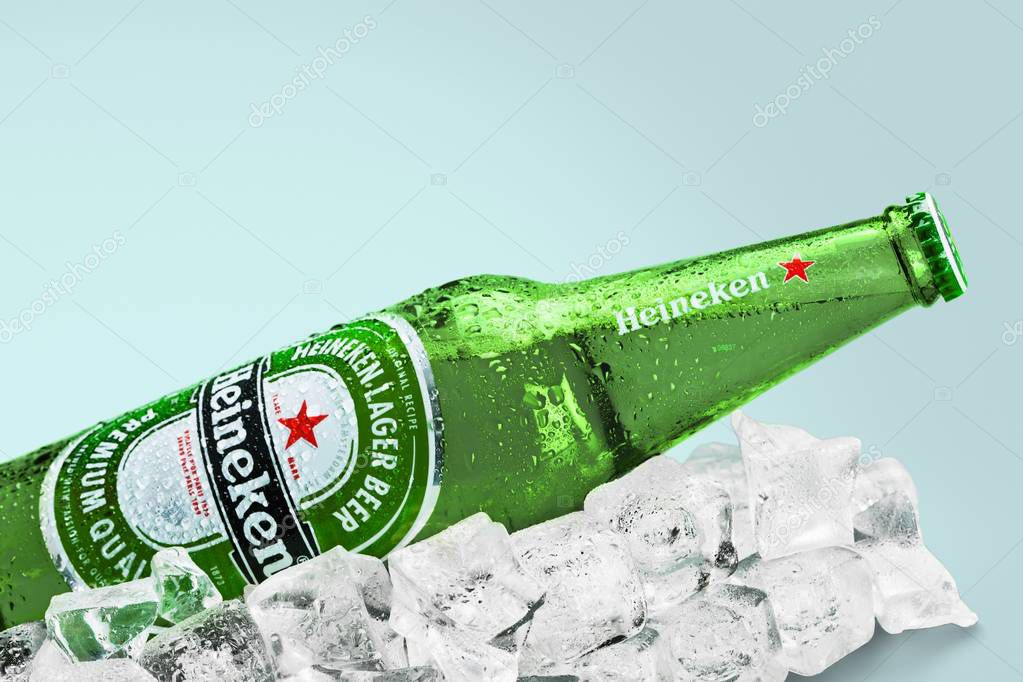 KHERSON, UKRAINE - NOVEMBER 11, 2014: Heineken Beer on  background