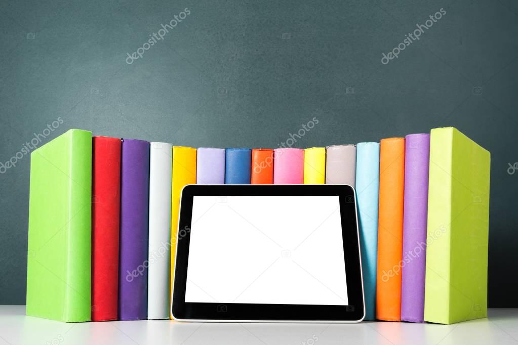 digital tablet with books