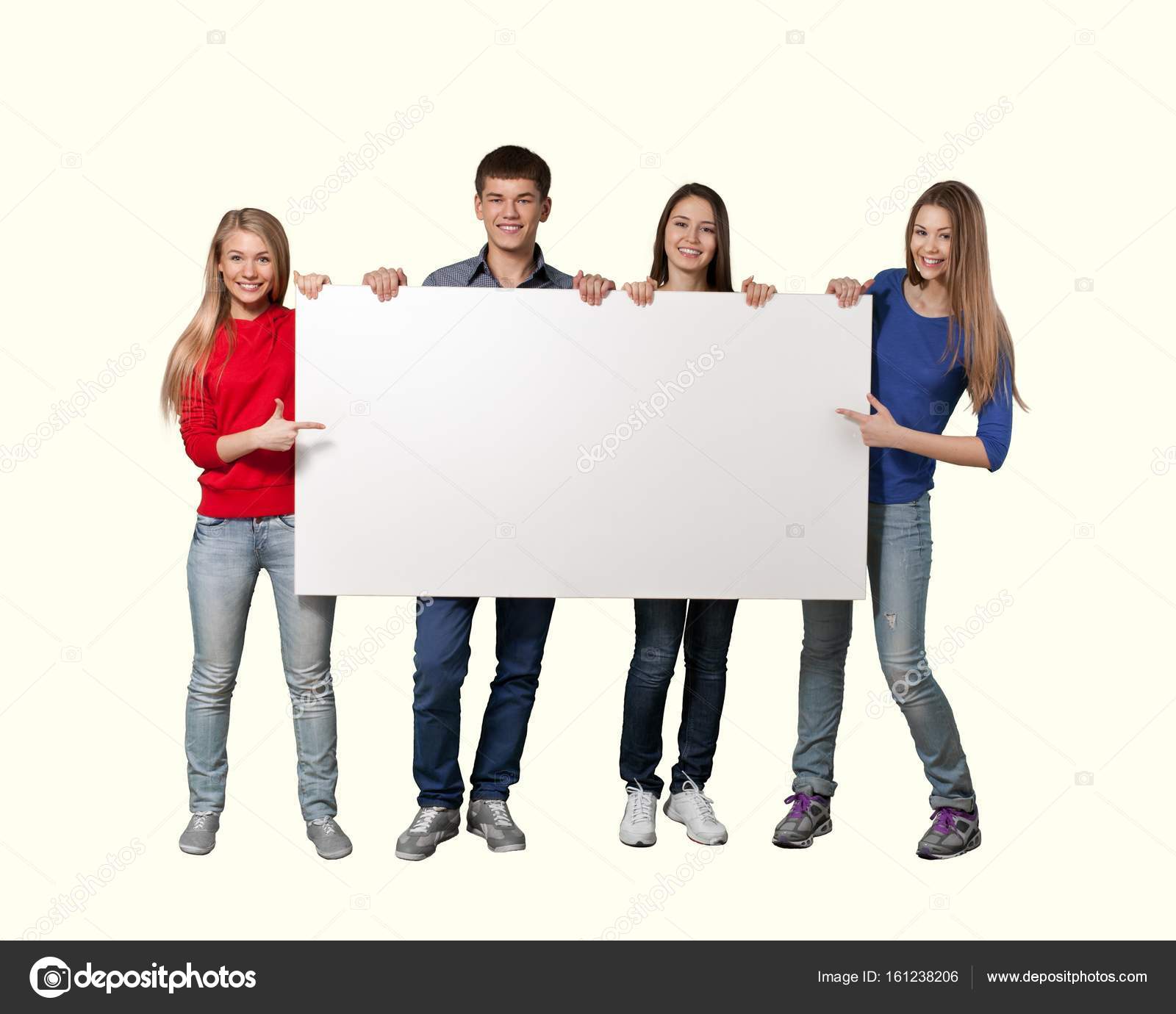 Group of people holding empty banner Stock Photo by ©billiondigital  161238206