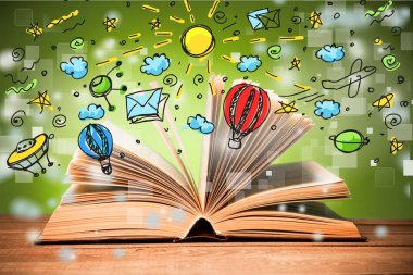 Masanın üzerinde kitabı aç