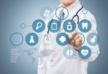 Doktor stetoskop ve dijital simgeler