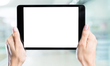 tablet pc holding iş kadını