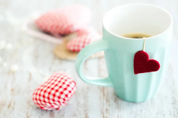 Cup Coffee Hearts Table — Stock Photo, Image