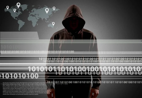 Cyber hacker com capuz — Fotografia de Stock