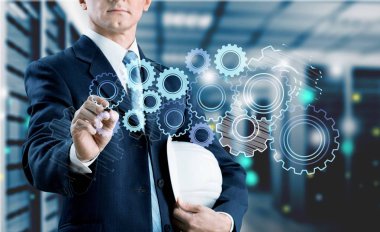 ekrana dokunarak iş adamı