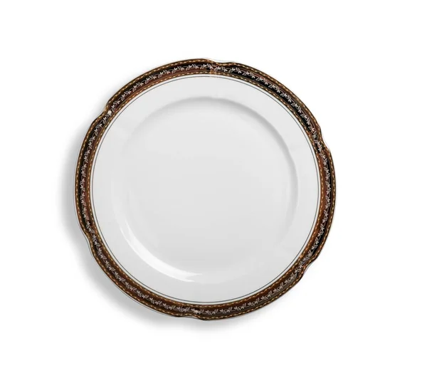 White Vintage Style Plate Isolated White Background — Stock Photo, Image