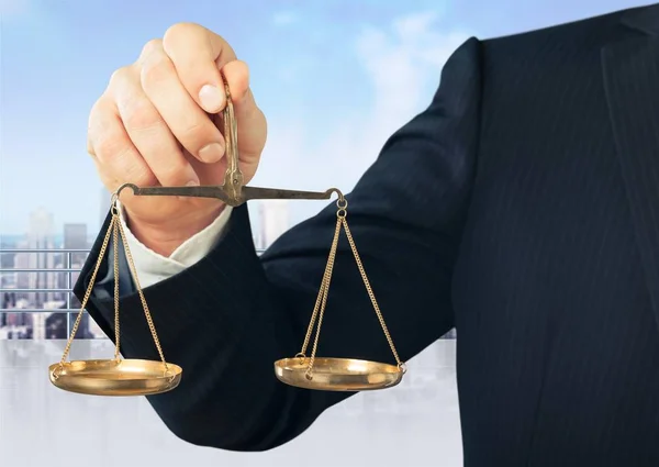 Justice Scales and man — Stock Photo, Image