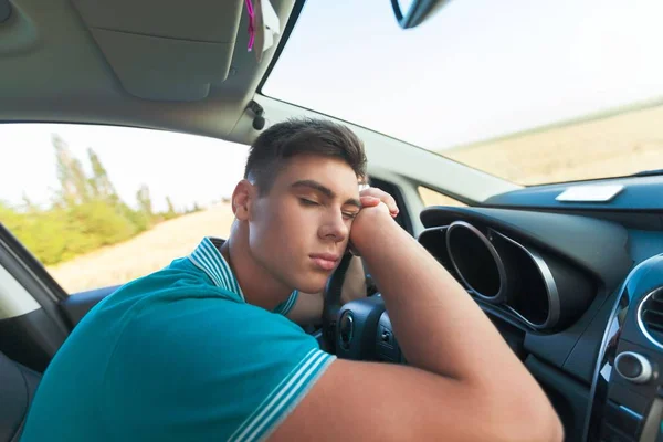 Yorgun Uyku Araba Sürücüsü — Stok fotoğraf