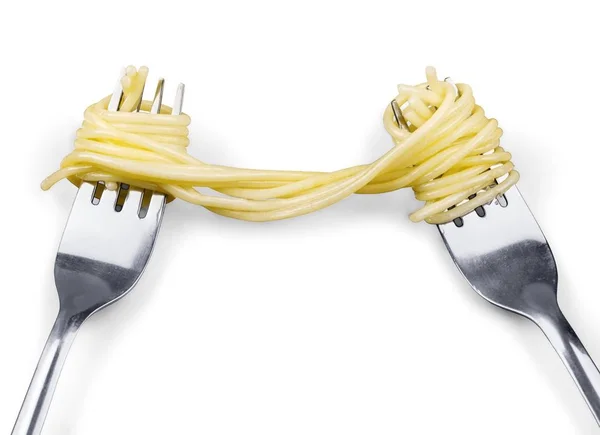 A főtt spagetti Forks — Stock Fotó