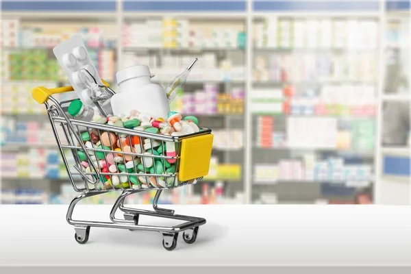 Shopping Cart with pills — Stock Photo, Image