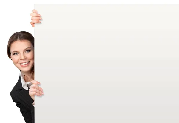 Smiling Woman Blank Background — Stock Photo, Image