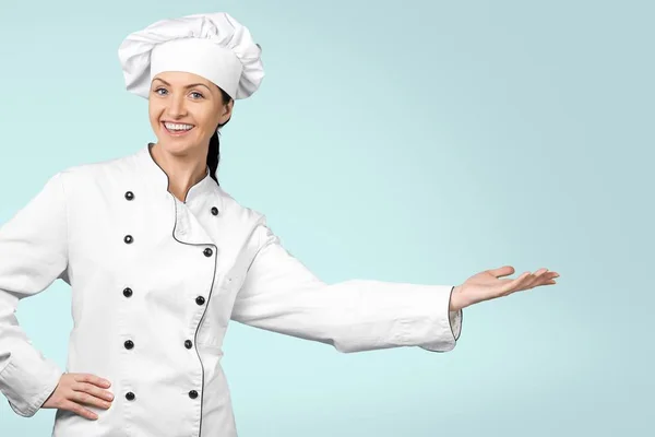 Donna chef in uniforme bianca — Foto Stock