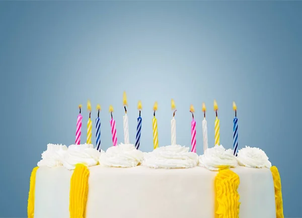 Birthday cake with candles — Stock Photo, Image