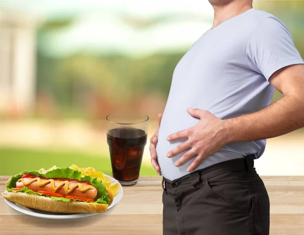 Homem com estômago gordo . — Fotografia de Stock