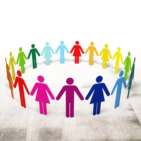 Circle of paper people — Stock Photo, Image