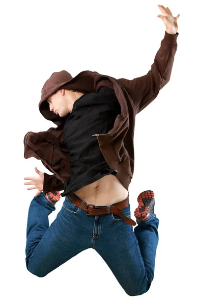 Handsome happy young man jumping — Stock Photo, Image