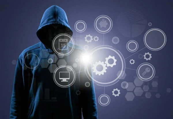 Hacker and network icons — Stock Photo, Image