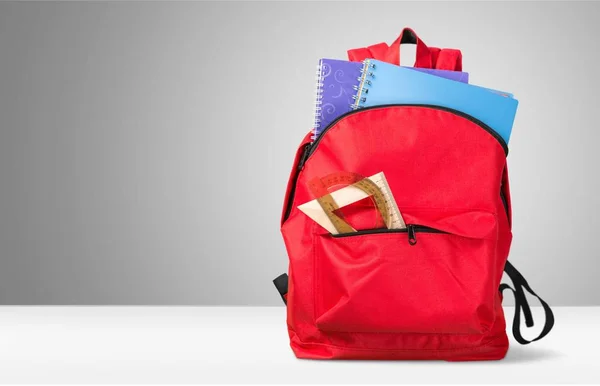 Papelería escolar en mochila — Foto de Stock