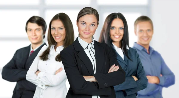 Group Smiling Colleagues Teamwork Concept — Stock Photo, Image