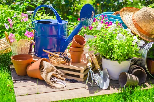 Florero y utensilios de jardinería —  Fotos de Stock