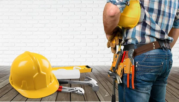 Worker man with helmet — Stock Photo, Image