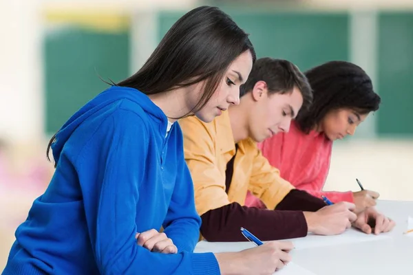 Estudantes escrevendo notas — Fotografia de Stock