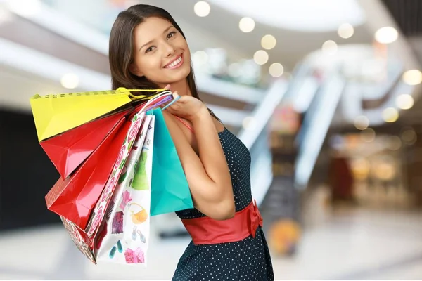 Young woman with shopping bags — Stock Photo, Image