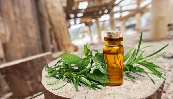 Herbal oil in bottle — Stock Photo, Image