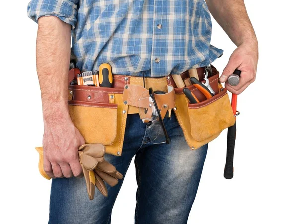 Trabalhador com cinto de ferramentas — Fotografia de Stock