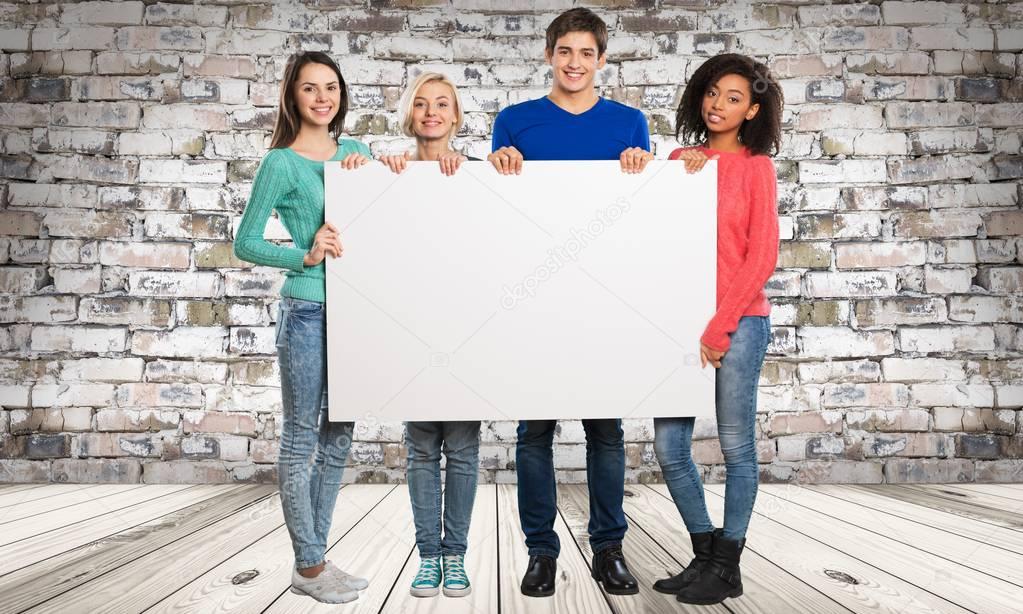 students with blank card