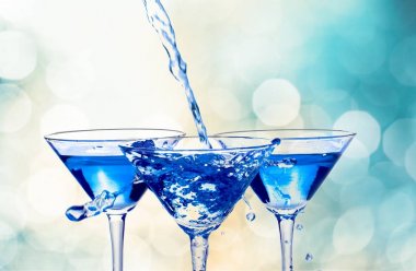 blue coctails in glasses clipart