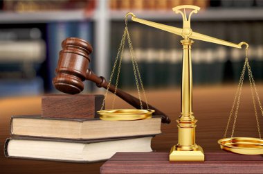 Justice Scales and wooden gavel clipart