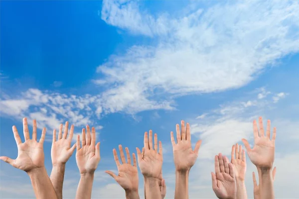 A lot of hands rising up — Stock Photo, Image