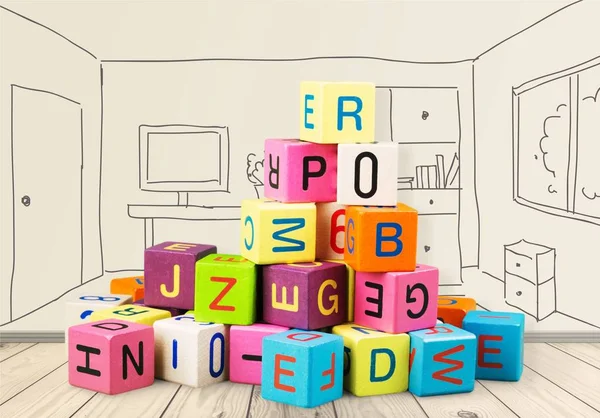 Blocs de jouets colorés avec lettres — Photo