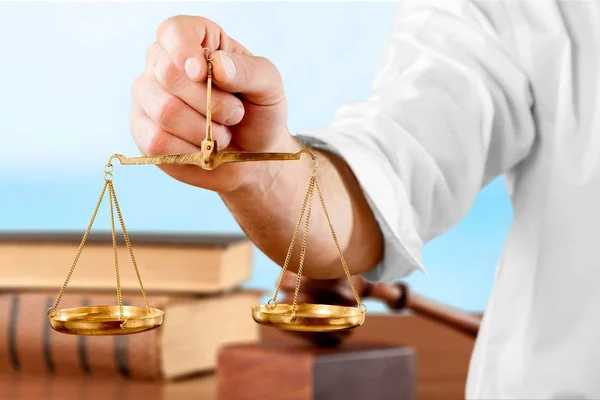 Justice Scales and man — Stock Photo, Image