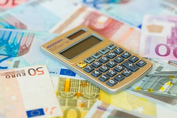 European Union Currency Calculator Business Concept — Stock Photo, Image