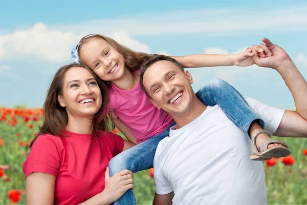 Happy smiling family with daughter — Stock Photo, Image