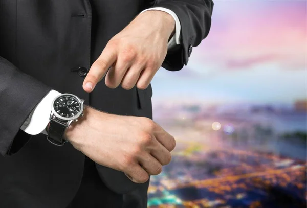 Üzletember, a kéz watch — Stock Fotó