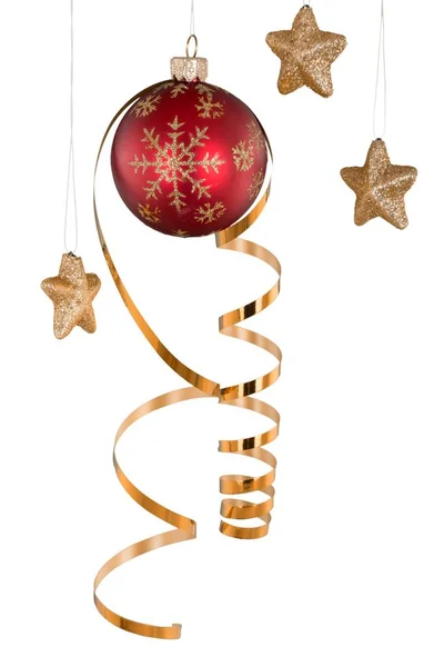 Izole kırmızı Noel top — Stok fotoğraf