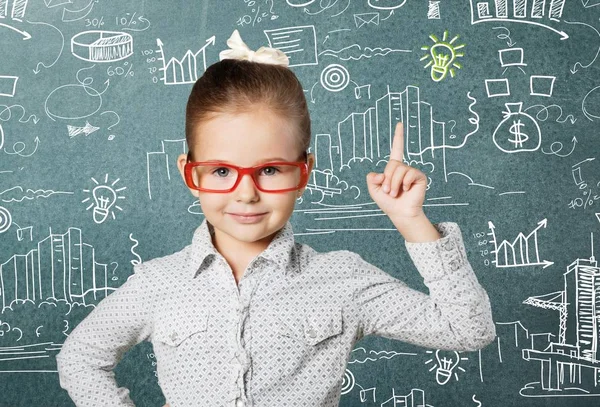 Little girl in red glasses — Stock Photo, Image